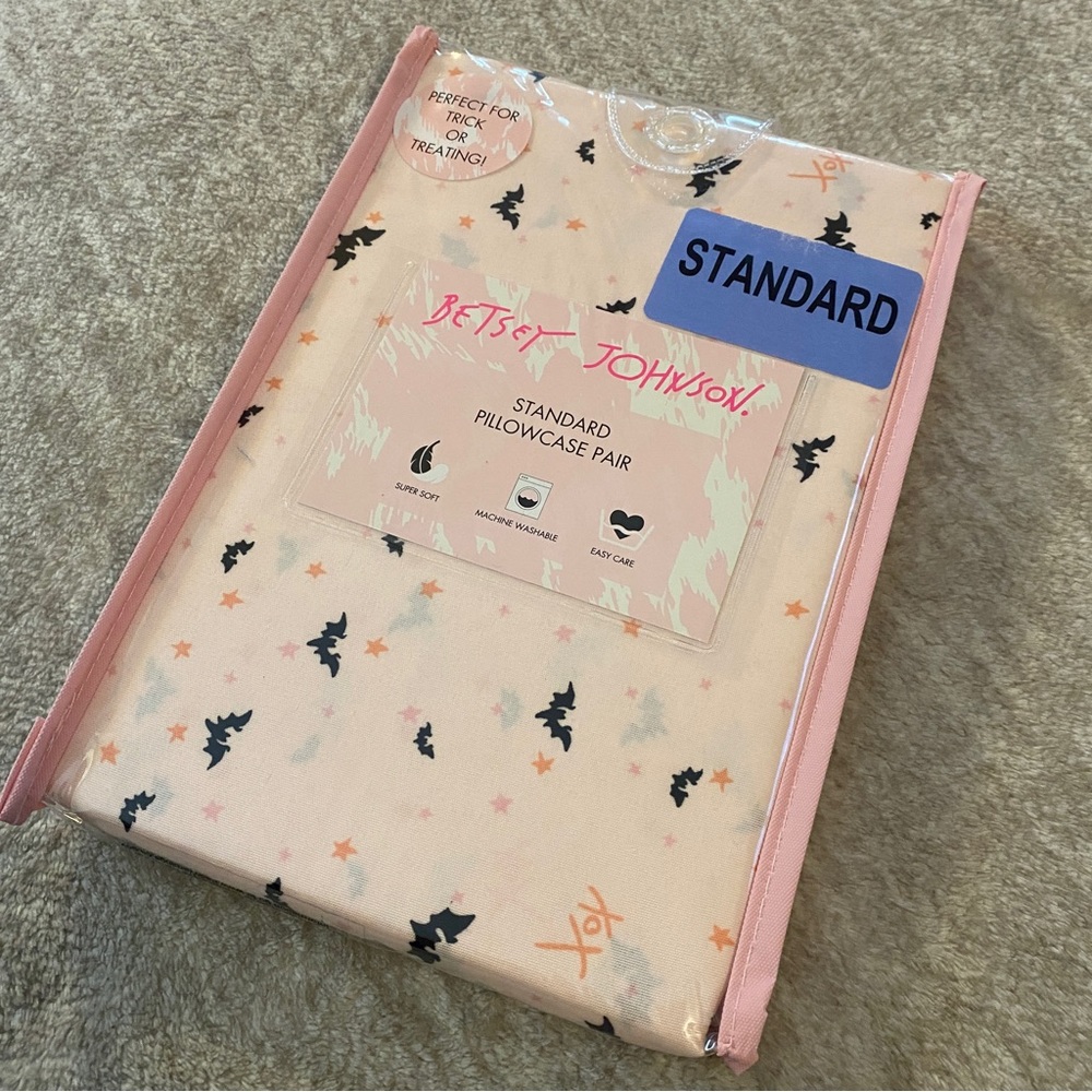 Betsey Johnson Pink Starry Bat Pillowcases - Set of 2